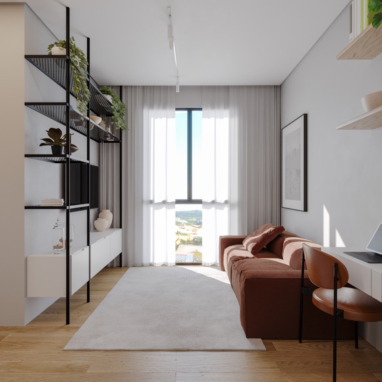 Estúdio[ NumeroQuarto] Centro Florianópolis Pace Studios: Sugest o de projeto interno est dio final 2 - imagem ilustrativa, mobili rio n o inclu do