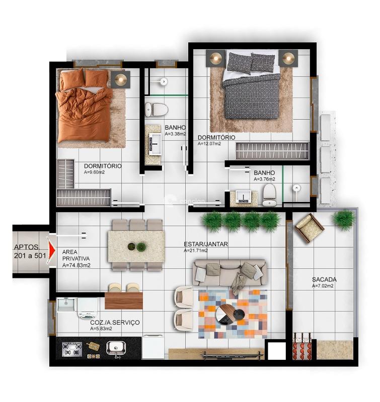 Apartamento à venda no Camobi: