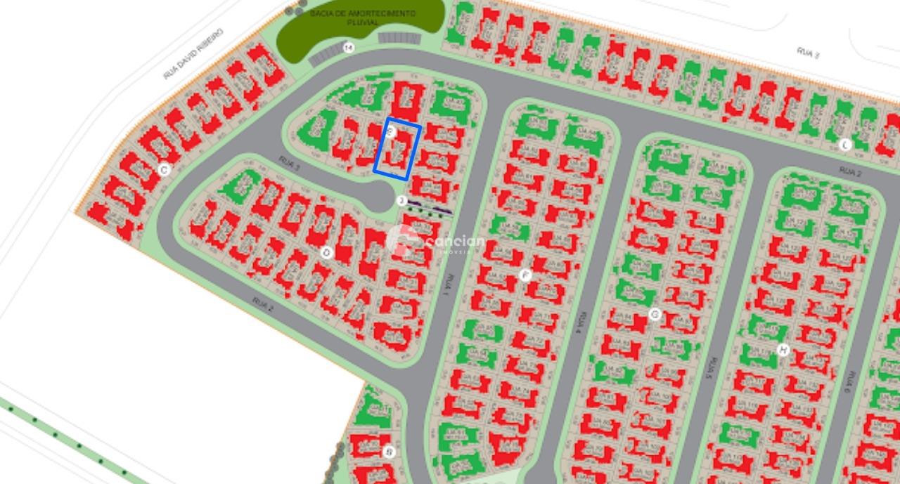 Terreno em condomínio à venda no Tomazetti: Localização do terreno em azul