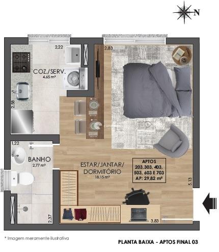 Studio à venda no Camobi: 