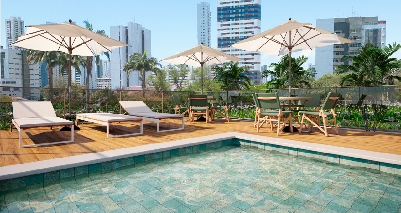 Apartamento 4 quartos ( 2 suítes ) para à venda em Madalena - Recife - Edifício Paço Deco - CTI imobiliaria: Deck e piscina
