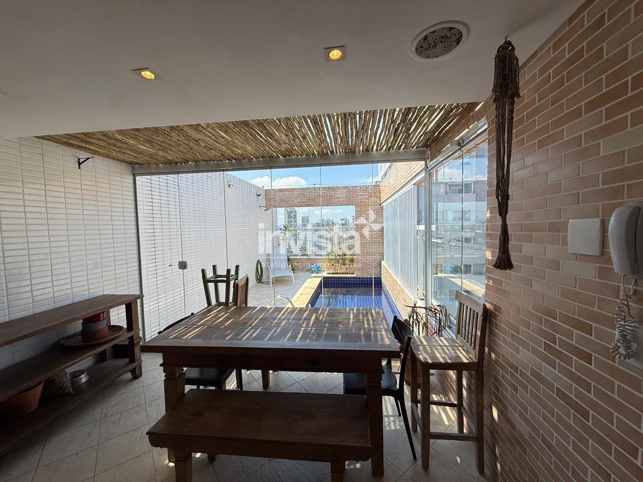 C&oacute;digo: 27724 R$ 8.500,00 Cobertura para alugar no bairro Gonzaga 150 m&sup2; 2 quartos 2 vagas - Santos