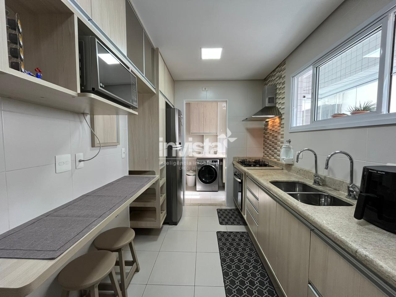 Apartamento 3 quartos com vista mar no Jos&eacute; Menino, Santos &ndash; 2 vagas, mobiliado - Santos