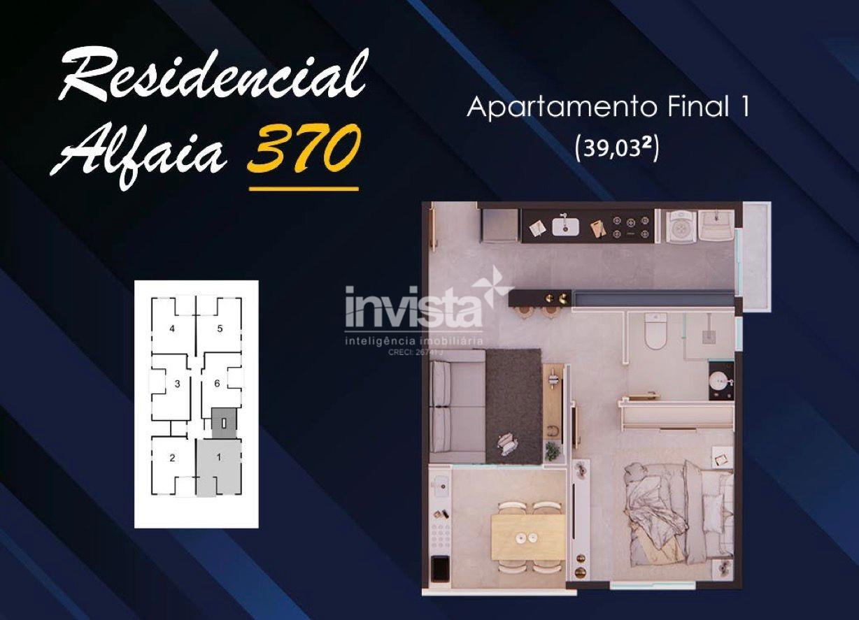 C&oacute;digo: 40349 R$ 370.000,00 Apartamento &agrave; venda no bairro Aparecida 39 m&sup2; 1 quarto 1 vaga - Santos