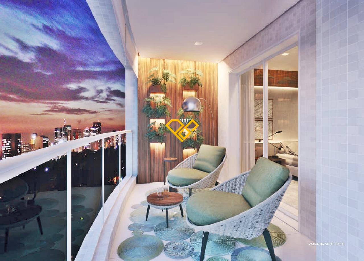 Apartamento à venda no Ponta da Praia: varanda master e suíte 2