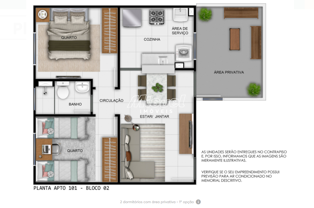 Apartamento à venda no Jupiá: 2 dormitórios com área privativa - 1ª opção 