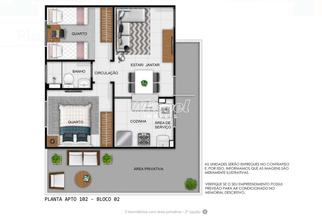 Apartamento à venda no Jupiá: 2 dormitórios com área privativa - 2ª opção 
