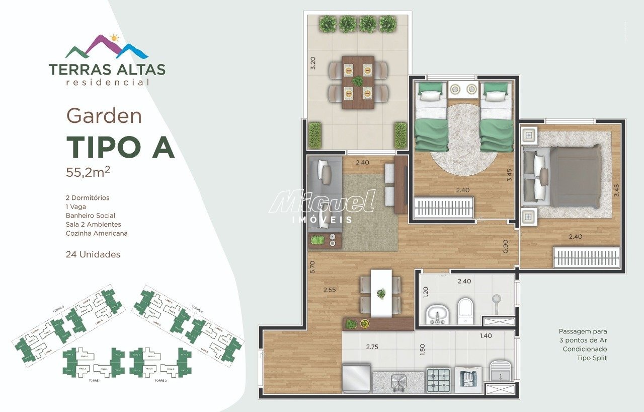 Apartamento à venda no Terra Rica: Planta Garden tipo A - 55,2m²