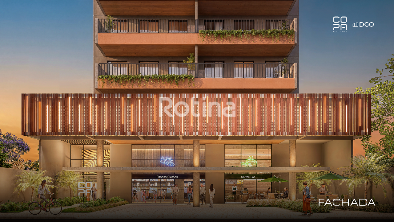 Apartamento à venda, 1 até 1 quartos em Uberlândia no bairro Copacabana no valor de R$ R$ 328.000,00 até R$ 616.640,00 - Rotina Imobiliária: Fachada 