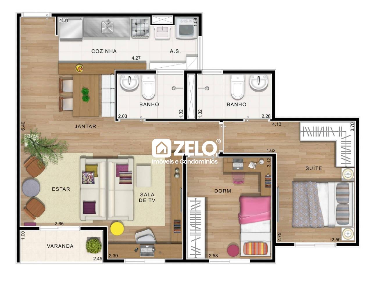 Apartamento em Loteamento Residencial Viva Vista, Sumaré - SP | Zelo Imóveis: 